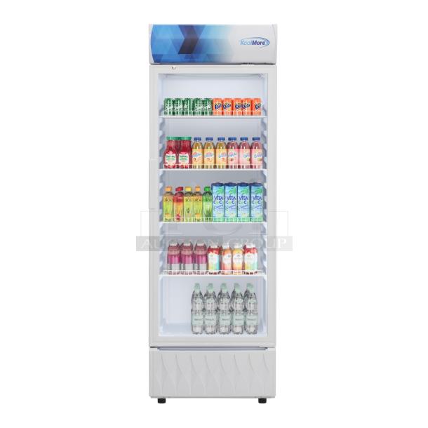 BRAND NEW SCRATCH & DENT!! IN THE BOX! Koolmore MDR-1GD-12CWH 24 in. One-Door Commercial Merchandiser Refrigerator in White,12 cu. ft. KM. Minor Denting/Scuffing. Tested. In Perfect Working Order. - Image 1 of 2