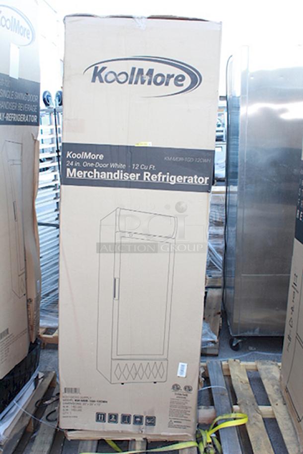 BRAND NEW SCRATCH & DENT!! IN THE BOX! Koolmore MDR-1GD-12CWH 24 in. One-Door Commercial Merchandiser Refrigerator in White,12 cu. ft. KM. Minor Denting/Scuffing. Tested. In Perfect Working Order. - Image 2 of 2