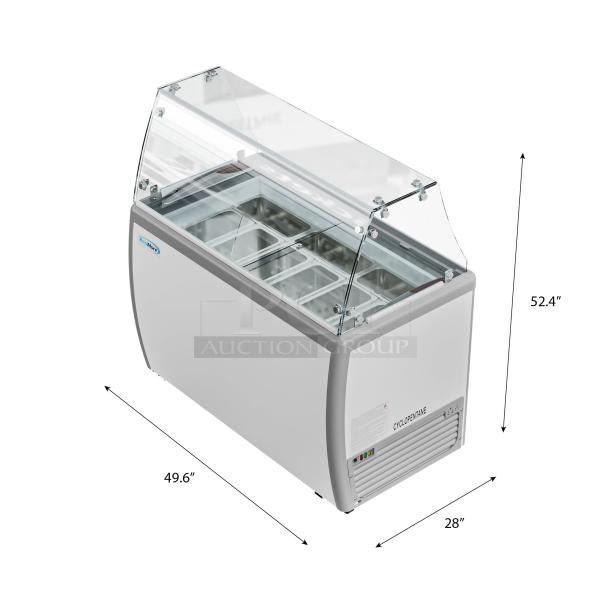 BRAND NEW IN THE BOX! Koolmore KM-GDC-49SD-FG 50 in. Gelato Dipping Cabinet Display Freezer with Sliding Glass Door and Sneeze Guard 13 cu. ft. On Commercial Casters. - Image 1 of 2