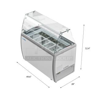 BRAND NEW IN THE BOX! Koolmore KM-GDC-49SD-FG 50 in. Gelato Dipping Cabinet Display Freezer with Sliding Glass Door and Sneeze Guard 13 cu. ft. On Commercial Casters.