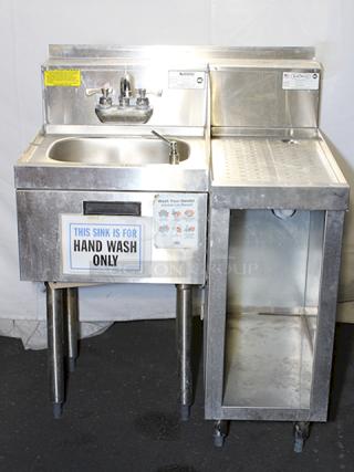 OUTSTANDING CONDITION!! Krowne 18-18ST 18" Silver Series 1 Compartment Sink w/ 10"L x 14"W Bowl, 9 1/2" Deep & Krowne 18-S12 Silver Series Under Bar Drainboard - 3" Back Splash, 12"W x 18 1/2"D. 2x Your Bid.