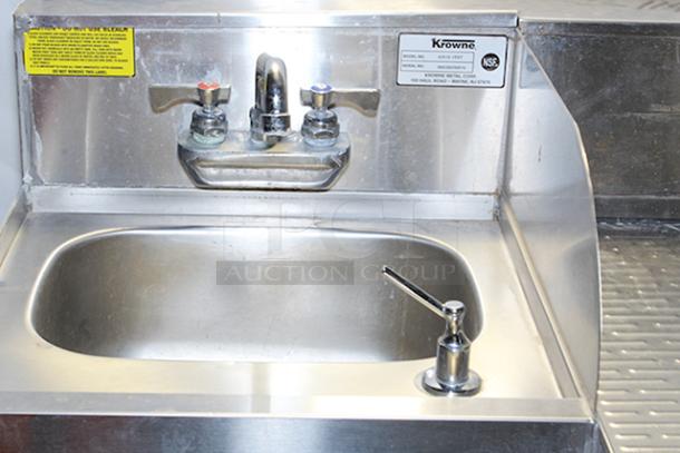 OUTSTANDING CONDITION!! Krowne 18-18ST 18" Silver Series 1 Compartment Sink w/ 10"L x 14"W Bowl, 9 1/2" Deep & Krowne 18-S12 Silver Series Under Bar Drainboard - 3" Back Splash, 12"W x 18 1/2"D. 2x Your Bid. - Image 8 of 9