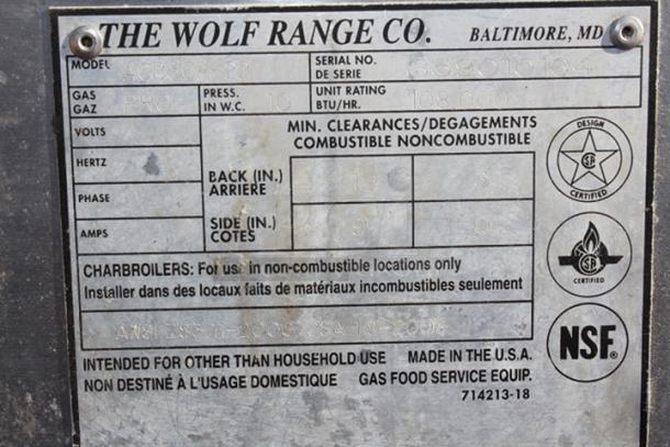 COMBO LOT!  Wolf ACB36P ACB Series 36" Low Profile Heavy Duty Counter Charbroiler, Liquid Propane, 108,000BTU & Traulsen TE036HT 2 Drawer 36" Refrigerated Chef Base - Specification Line, 115v. Tested. Both Units in Working Order.  2x Your Bid - Image 5 of 6