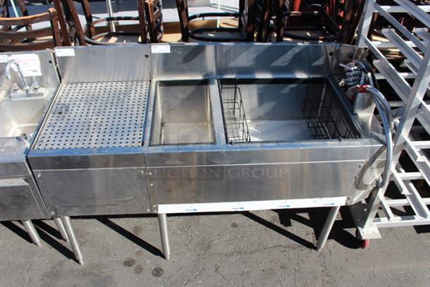 (1) Glastender CBB-36L-CP10 10-Circuit Underbar Ice Bin/Cocktail Unit With Bottle Well Storage + Soda Gun & (1) Glastender DBB-18 Underbar Drainboard Free Standing. Combined Dimensions: 54"x19"x37".  2x Your Bid - Image 2 of 4