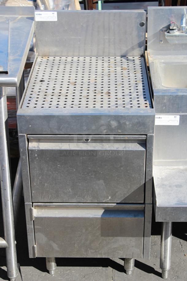 Glastender DBB-18 Underbar Drainboard Free Standing, Stainless Steel 18"W X 24"Dx37"H. Includes drawer full of misc. bar equipment. - Image 1 of 3
