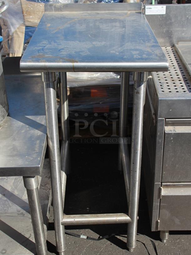 18-Gauge 304 Stainless Steel Equipment Filler Table with Backsplash and Undershelf, 24" x 15" x 34" - Image 1 of 1