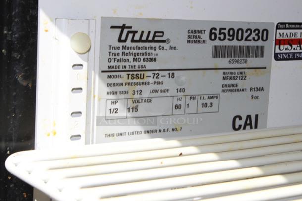 True TSSU-72-18 72 3/8" 3 Door Refrigerated Sandwich Prep Table. Tested. In Working Order. - Image 5 of 5