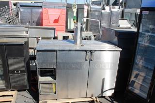 Glastender KC52 Keg Cooler One Zone Front Serviceable, 115v. 60" x 25-1/4" x 35" Holds 7 1/6 barrel kegs, 116 standard wine bottles, or 13.3 cases of 12 oz. bottles.