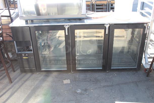 Glastender BB84-L1-YSH(LLL), 84" 3 Stainless Steel Glass Door Back Bar Cooler, 115v. Tested. In Working Order. - Image 1 of 2