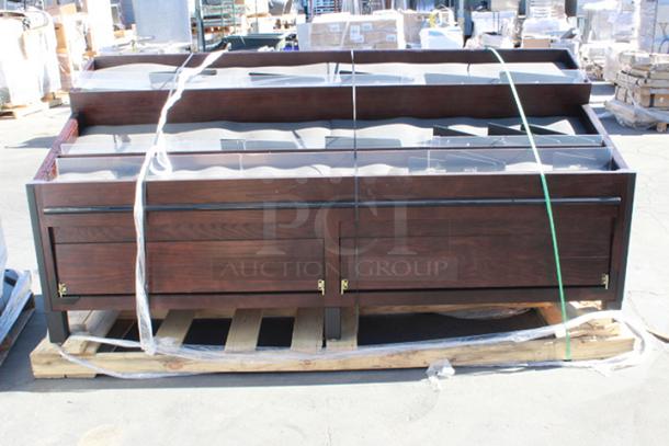 BRAND NEW SCRATCH & DENT! Marco Company  568OBP28985CM 100" x 40" x 47" Cocoa Maple Orchard Produce Display Bin. - Image 1 of 6