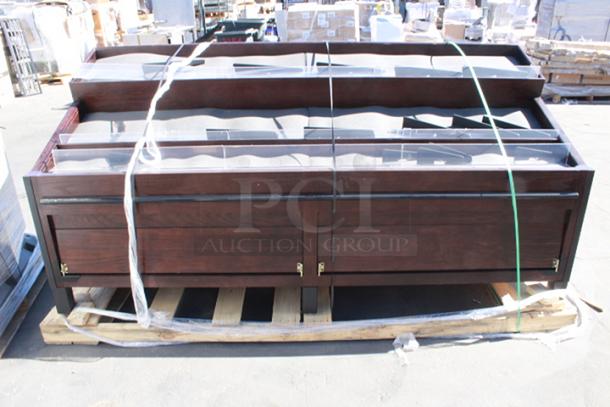 BRAND NEW SCRATCH & DENT! Marco Company  568OBP28985CM 100" x 40" x 47" Cocoa Maple Orchard Produce Display Bin. - Image 3 of 6