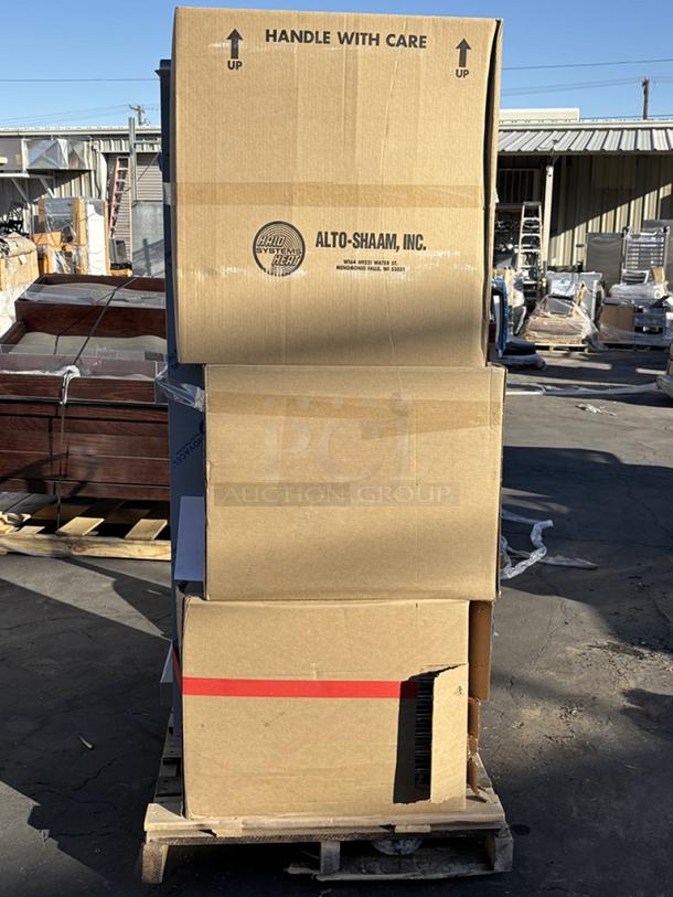 BRAND NEW SCRATCH & DENT! Alto-Shaam 1200-SK DX 208/240V/1 Full Height Cook and Hold Smoker Oven with Deluxe Controls - 208-240V, 6900-8900W. S/N: 3397200-1. Includes: Hardware, Racks, Etc. PLUS 2 Bags of Each: Apple Chips (10136b), Maple Chips (10318b), Hickory Chips (10218), Cherry Chips (WC-22540). Wheel Not Attached. ( See photos). - Image 6 of 11