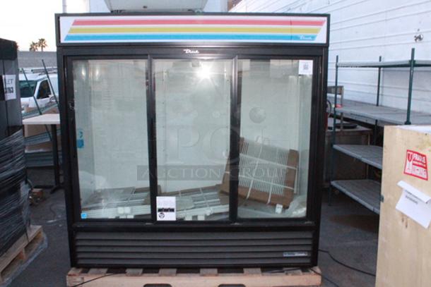 BRAND NEW SCRATCH & DENT! True GDM-69-HC-LD 78 1/8" Black Refrigerated Sliding Glass Door Merchandiser with LED Lighting, 115v. S/N: 10828389. - Image 1 of 3