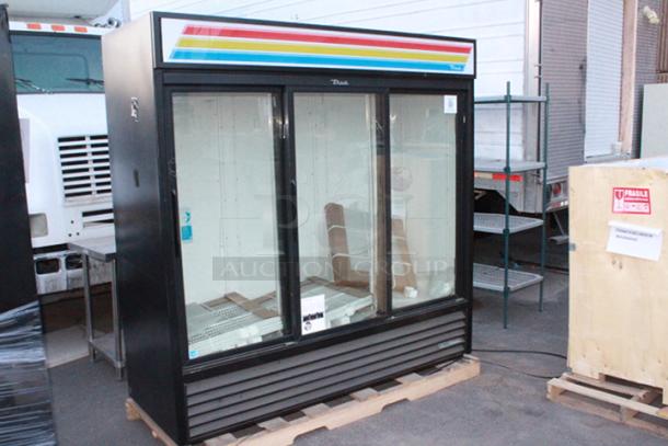 BRAND NEW SCRATCH & DENT! True GDM-69-HC-LD 78 1/8" Black Refrigerated Sliding Glass Door Merchandiser with LED Lighting, 115v. S/N: 10828389. - Image 2 of 3