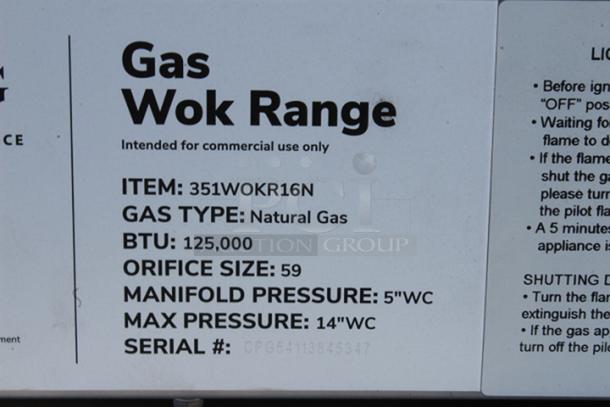 BRAND NEW SCRATCH & DENT! Cooking Performance Group WOKR16N Natural Gas Wok Range with 16" Ring - 125,000 BTU. S/N: CPG54113845347. Unit may be missing pieces. - Image 6 of 9
