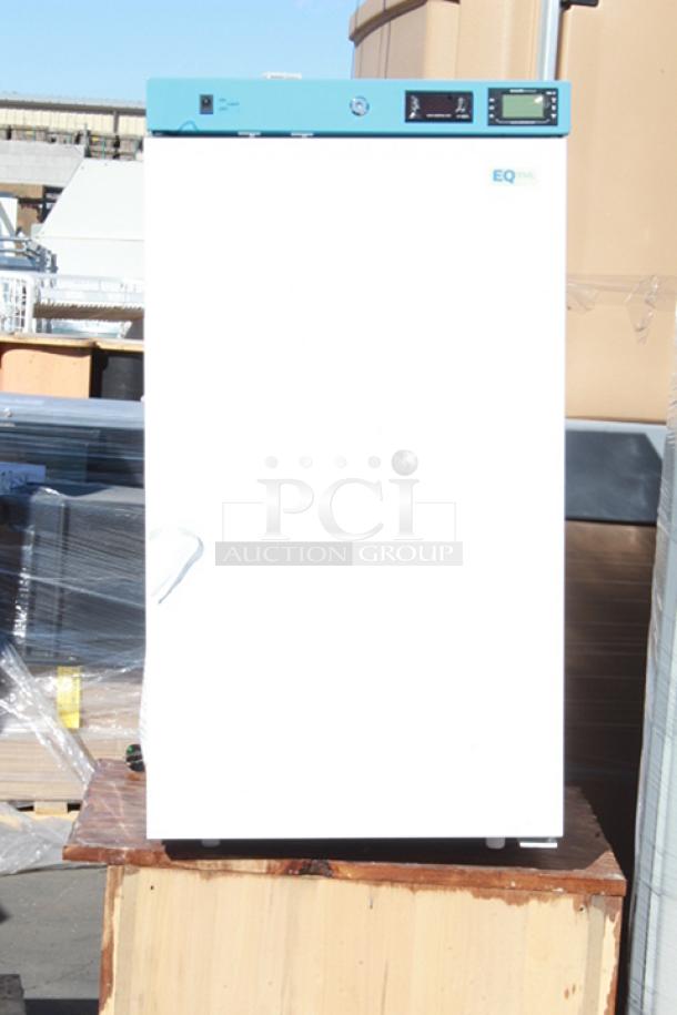 BRAND NEW SCRATCH & DENT! Summit Appliance ACR31W EQTemp ACR Series 3.17 Cu. Ft. White / Blue Undercounter Reach-In Medical Refrigerator - 115V. Unit is dented (see photos). - Image 1 of 8
