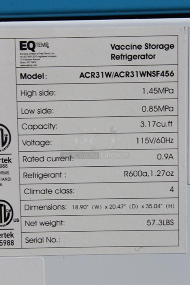 BRAND NEW SCRATCH & DENT! Summit Appliance ACR31W EQTemp ACR Series 3.17 Cu. Ft. White / Blue Undercounter Reach-In Medical Refrigerator - 115V. Unit is dented (see photos). - Image 7 of 8