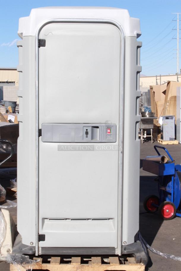 BRAND NEW, NEVER USED! PolyJohn FS3-1007 Fleet Light Gray Premium Portable Restroom - Assembled 13-MAY-2024. VERY MINOR SCUFFING!! - Image 1 of 8