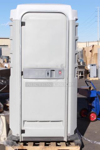 BRAND NEW, NEVER USED! PolyJohn FS3-1007 Fleet Light Gray Premium Portable Restroom - Assembled 13-MAY-2024. VERY MINOR SCUFFING!!