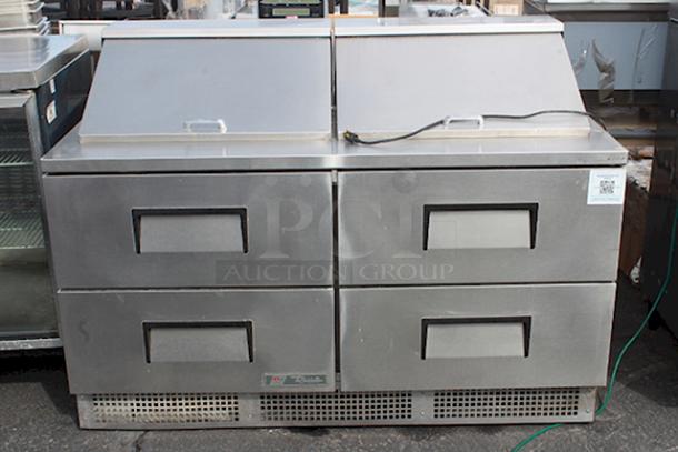 True TFP-64-24M-D4 64 1/8" 4 Drawer Mega Top Refrigerated Sandwich Prep Table, 115v. Tested. In Working Order. S/N: 10728035 - Image 1 of 3