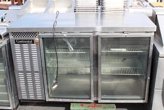 Continental Refrigerator 59" Black Sliding Glass Door Refrigerated Back Bar Storage Cooler, 22 Cubic Feet, 115 Volts. IN WORKING ORDER!!