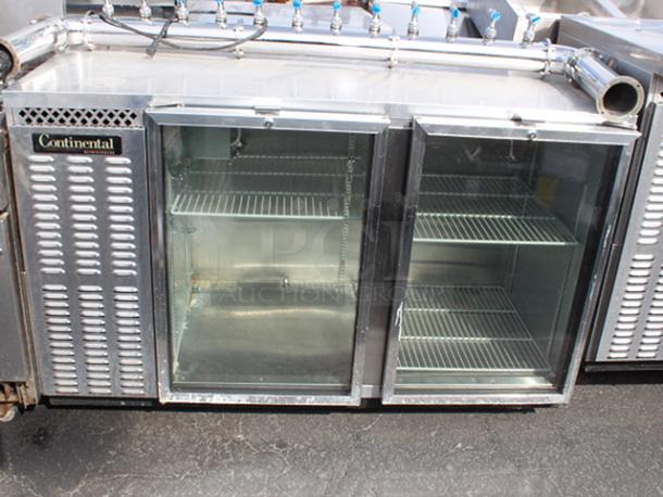 Continental Refrigerator 59" Black Sliding Glass Door Refrigerated Back Bar Storage Cooler, 22 Cubic Feet, 115 Volts. IN WORKING ORDER!! - Image 3 of 3