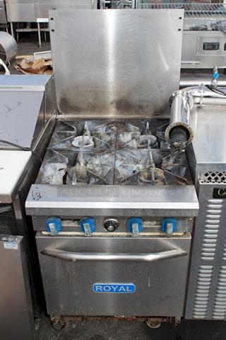 Royal Range RR-4-NG 24" W Stainless Steel Natural Gas Manual Restaurant Range - 147,000 BTU, On Commercial Casters.