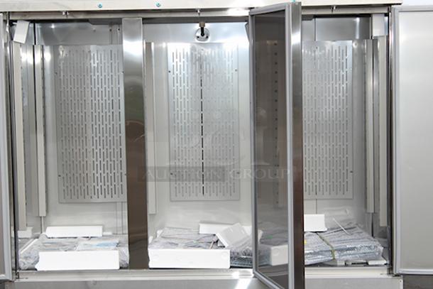 BRAND NEW SCRATCH & DENT! Avantco SS-3R-HC 81 5/16" Stainless Steel Solid Door Reach-In Refrigerator, 115 Volts 7.2 Amps 1 Phase 60 Hz S/N: 823108553 7067 2411. Unit is scratched and dented (see photos). - Image 6 of 7