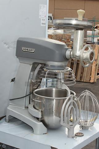 Hobart Legacy+ HL200 20 Qt. Planetary Stand Mixer with Guard & Accessories: 20 Qt. Bowl, Beater, Wire Whip, 12Tin-C/Epan #12 Meat Chopper Attachment For #12 Hubs, Grinder Attachment, Hobart Scraper-Hl20 Legacy Bowl Scraper For 20 Qt. Bowls And Dough Hook. - 120V, 1/2 hp
 *UPDATED PHOTOS COMING SOON*