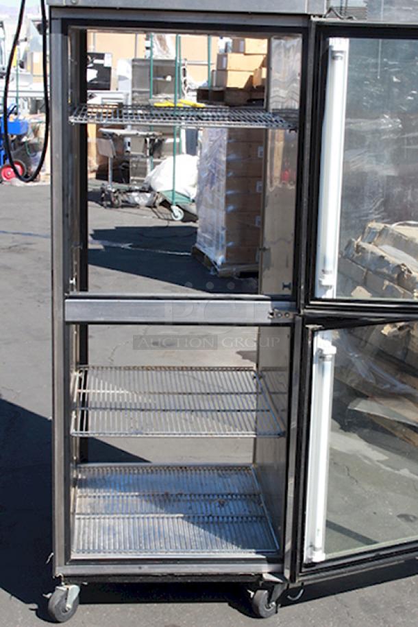 True TR1RPT-2HG-1S Spec Series 27 1/2" Glass Front Half Door / Solid Back Full Door Stainless Steel Pass-Through Refrigerator. 115v. Tested. In Working Order. S/N: 5182672. - Image 2 of 5