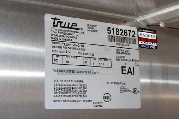 True TR1RPT-2HG-1S Spec Series 27 1/2" Glass Front Half Door / Solid Back Full Door Stainless Steel Pass-Through Refrigerator. 115v. Tested. In Working Order. S/N: 5182672. - Image 5 of 5