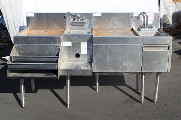 COMBINATION UNIT! Glastender DHSB-12 Underbar Hand Sink Unit, (2) Glastender DBB-18 Underbar Drain Workboard Unit, Glastender BSA-12 Underbar Blender Station and Glastender DSR-12 Speed Rail / Rack. - Image 2 of 7