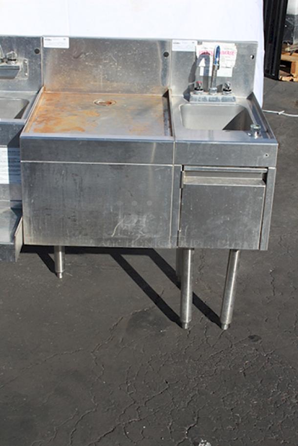 COMBINATION UNIT! Glastender DHSB-12 Underbar Hand Sink Unit, (2) Glastender DBB-18 Underbar Drain Workboard Unit, Glastender BSA-12 Underbar Blender Station and Glastender DSR-12 Speed Rail / Rack. - Image 7 of 7