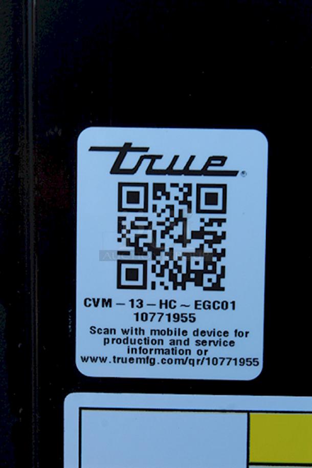 BRAND NEW SCRATCH & DENT! True CVM-13-HC~EGC01 24 7/8" Black Refrigerated Contemporary Glass Door Merchandiser with LED Lighting - 64" Tall 115 Volts	2.5 Amps	1 Phase	60 Hz S/N: 10771955-1. Outer Glass Pane Is Broken. - Image 5 of 6