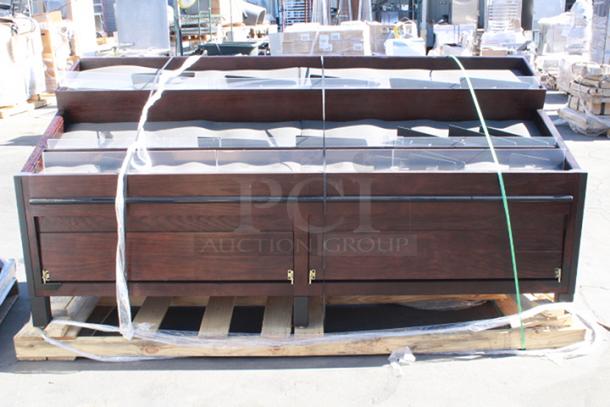 BRAND NEW SCRATCH & DENT! Marco Company 568OBP28985CM 100" x 40" x 47" Cocoa Maple Orchard Produce Display Bin. Wood has some chipping. - Image 3 of 6