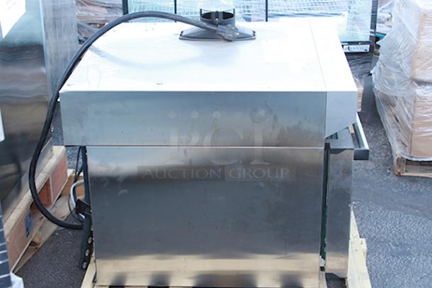 Cadco Bakerlux Station BLS-4FLD-2H Double Stacked 4-Shelf Full Size Heavy-Duty Digital Countertop Convection Ovens with LED Control Panels, Ventless Hood, and Stand - 208-240V. Only 1 Oven. Doesn't Include Stacking Kit. - Image 3 of 8