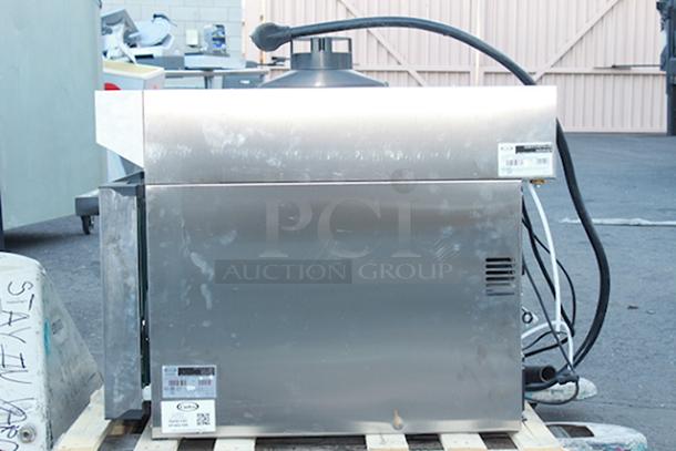 Cadco Bakerlux Station BLS-4FLD-2H Double Stacked 4-Shelf Full Size Heavy-Duty Digital Countertop Convection Ovens with LED Control Panels, Ventless Hood, and Stand - 208-240V. Only 1 Oven. Doesn't Include Stacking Kit. - Image 5 of 8