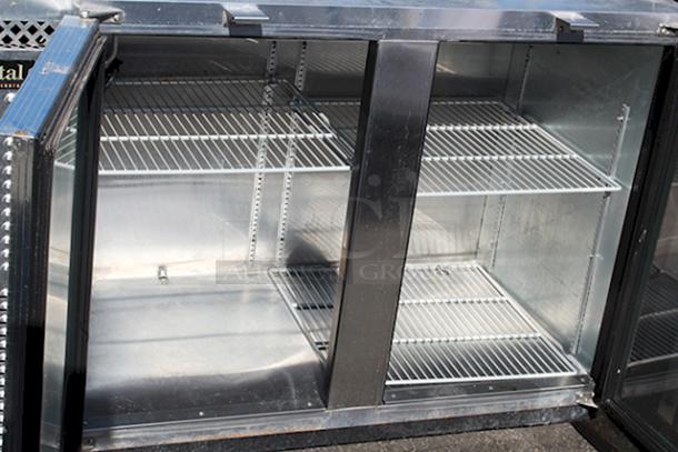 OUTSTANDING! Continental Refrigerator BBUC59-SS-GD 59" Stainless Steel Glass Door Backbar Undercounter Display Cooler, On Commercial Casrters. TESTED. IN WORKING ORDER!! S/N: 15714017. 115v 60Hz 1Ph. - Image 8 of 8