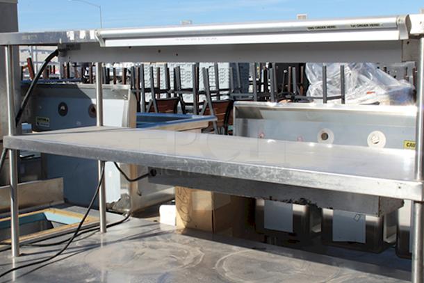 Stainless Steel Enclosed Base Commercial Workstation With Adjustable Mid-Shelf, Double Overshelf, Order TIcket Rail, (2) Nemco Strip Warmers and Delifield 225 6 Gallon Drop In Freezer. In Working Order. - Image 4 of 9