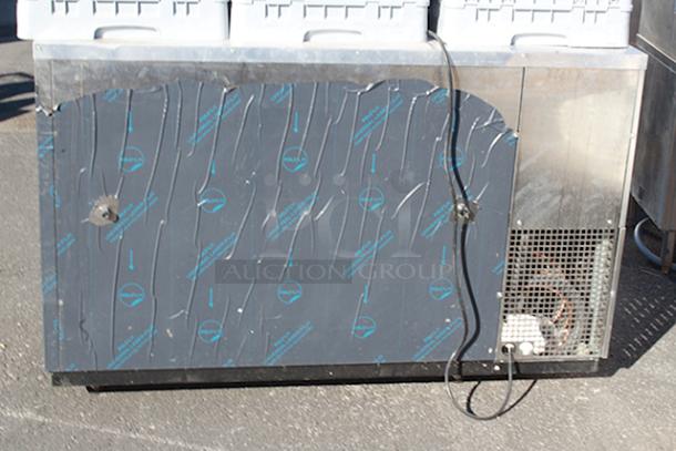 OUTSTANDING! Continental Refrigerator BBUC59-SS-GD 59" Stainless Steel Glass Door Backbar Undercounter Display Cooler, On Commercial Casrters. TESTED. IN WORKING ORDER!! 115v 60Hz 1Ph. Minor denting on top right side. - Image 5 of 7