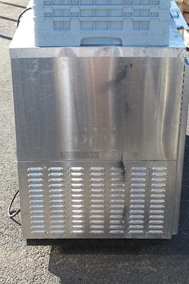 OUTSTANDING! Continental Refrigerator BBUC59-SS-GD 59" Stainless Steel Glass Door Backbar Undercounter Display Cooler, On Commercial Casrters. TESTED. IN WORKING ORDER!! 115v 60Hz 1Ph. Minor denting on top right side. - Image 6 of 7