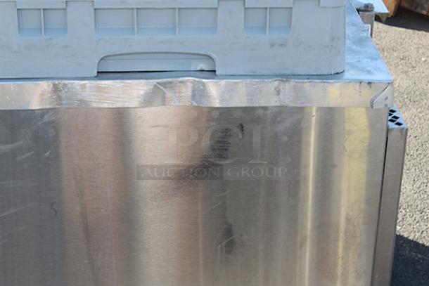 OUTSTANDING! Continental Refrigerator BBUC59-SS-GD 59" Stainless Steel Glass Door Backbar Undercounter Display Cooler, On Commercial Casrters. TESTED. IN WORKING ORDER!! 115v 60Hz 1Ph. Minor denting on top right side. - Image 7 of 7