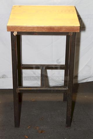 INDUSTRIAL! Elpers Hand Crafted Furniture & Cabinetry Wood and Steel Backless Barstools. 10x Your Bid