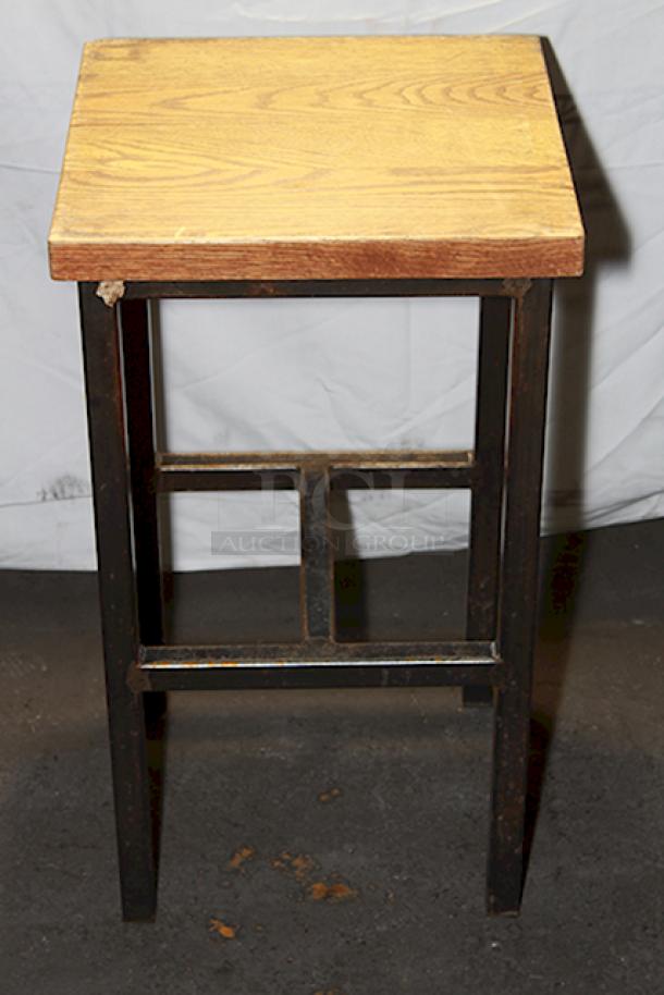 INDUSTRIAL! Elpers Hand Crafted Furniture & Cabinetry Wood and Steel Backless Barstools. 10x Your Bid - Image 4 of 9