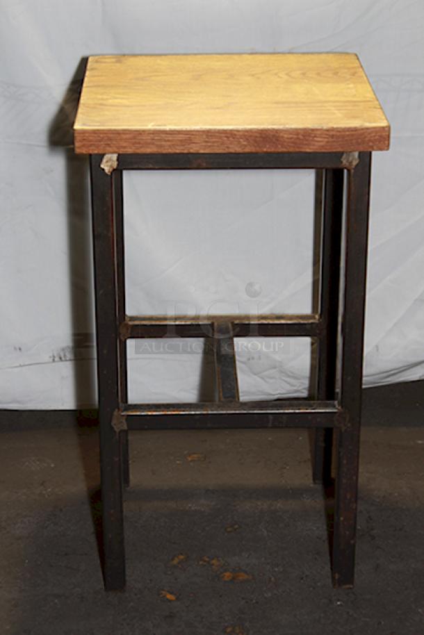INDUSTRIAL! Elpers Hand Crafted Furniture & Cabinetry Wood and Steel Backless Barstools. 10x Your Bid - Image 6 of 9