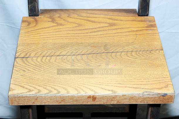 CUSTOM INDUSTRIAL! Elpers Handmade Furniture & Cabinetry Barstool With Back, Wood Seat and Solid Steel Welded Frame. 14x Your Bid. - Image 2 of 4