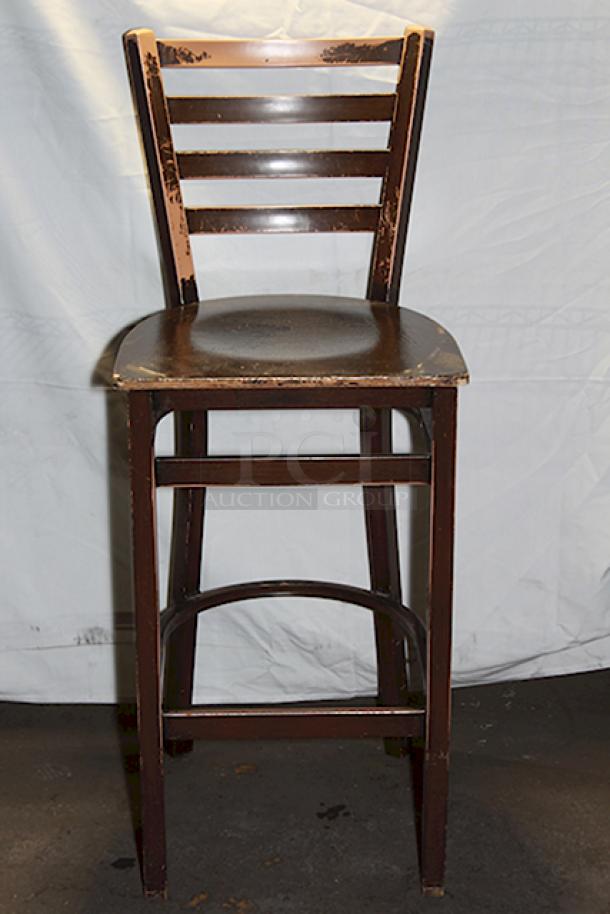 LIGHT WEIGHT! Solid Wood Ladderback Bar Height Chairs With Foot Rest. 14x Your Bid - Image 2 of 4