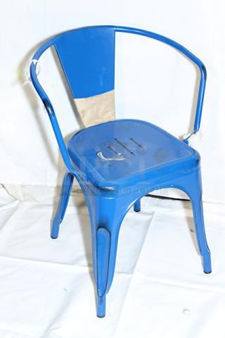 BRAND NEW! Lancaster Table & Seating Alloy Series DISTRESSED Blue Quartz Outdoor Arm Chairs. 28x Your Bid Out Of Original Packaging.