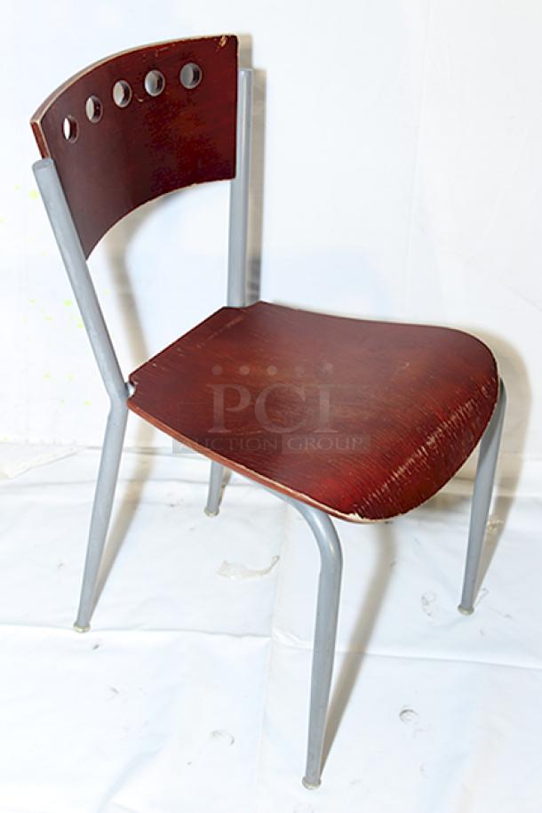 BRAND NEW SCRATCH & DENT! Lancaster Table & Seating 164CCAFEMAH Mahogany Finish Cafe Chairs. 4x Your Bid. - Image 1 of 5