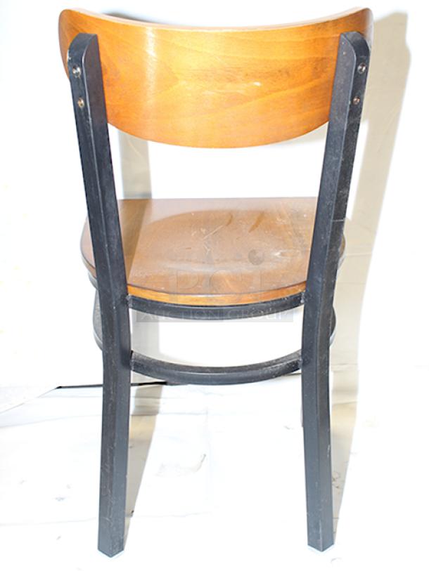 BRAND NEW SCRATCH & DENT! Lancaster Table & Seating 164CBMRNGBWW Boomerang Series Black Finish Chair with Antique Walnut Wood Seat and Back, 2x Your Bid. - Image 6 of 7